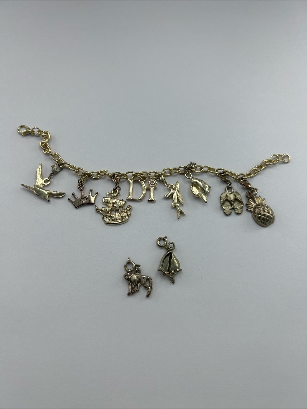 Gold-Tone Charm Bracelet with Assorted Gold Charms